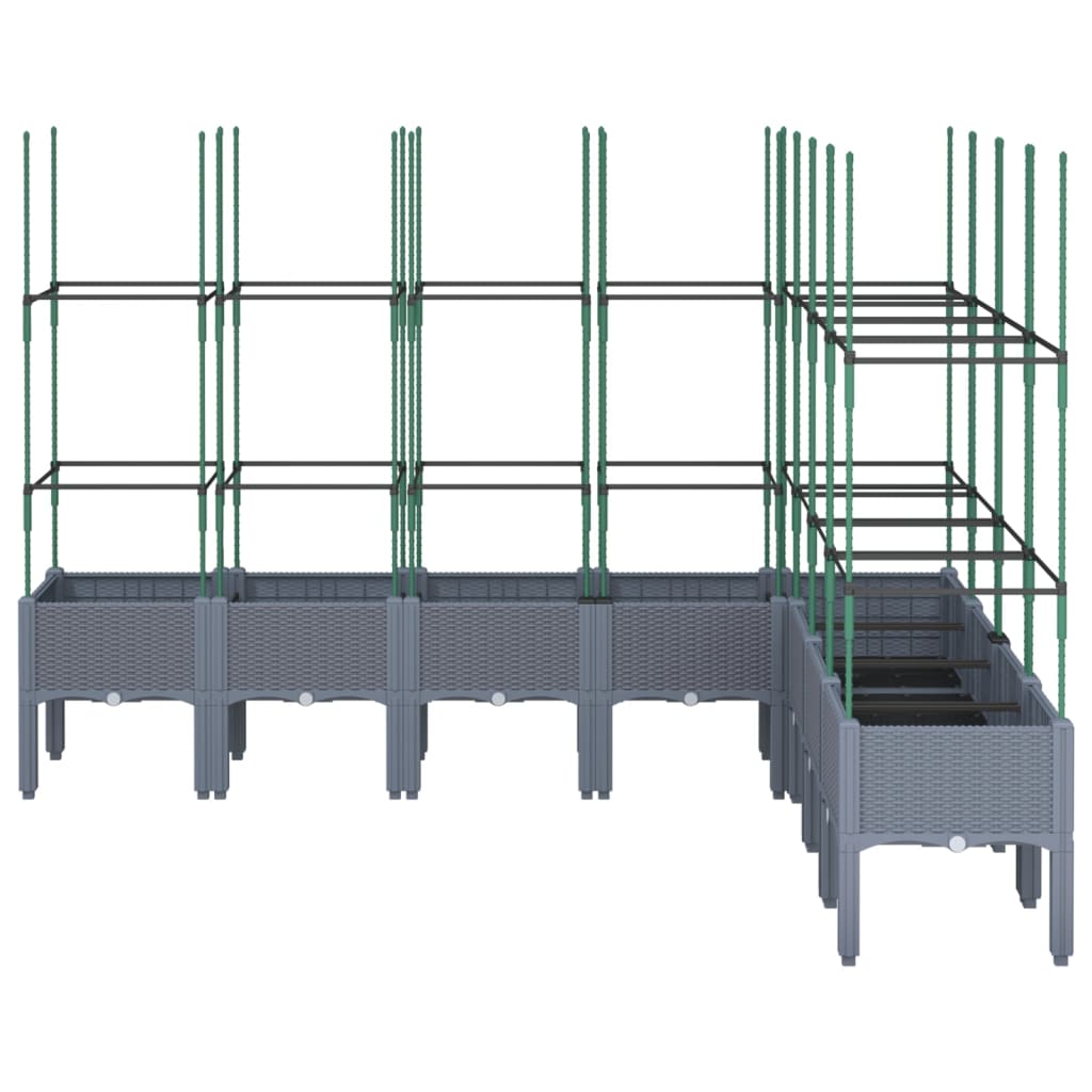 Vidaxl plantenbak met latwerk 200x160x142,5 cm polypropeen blauwgrijs