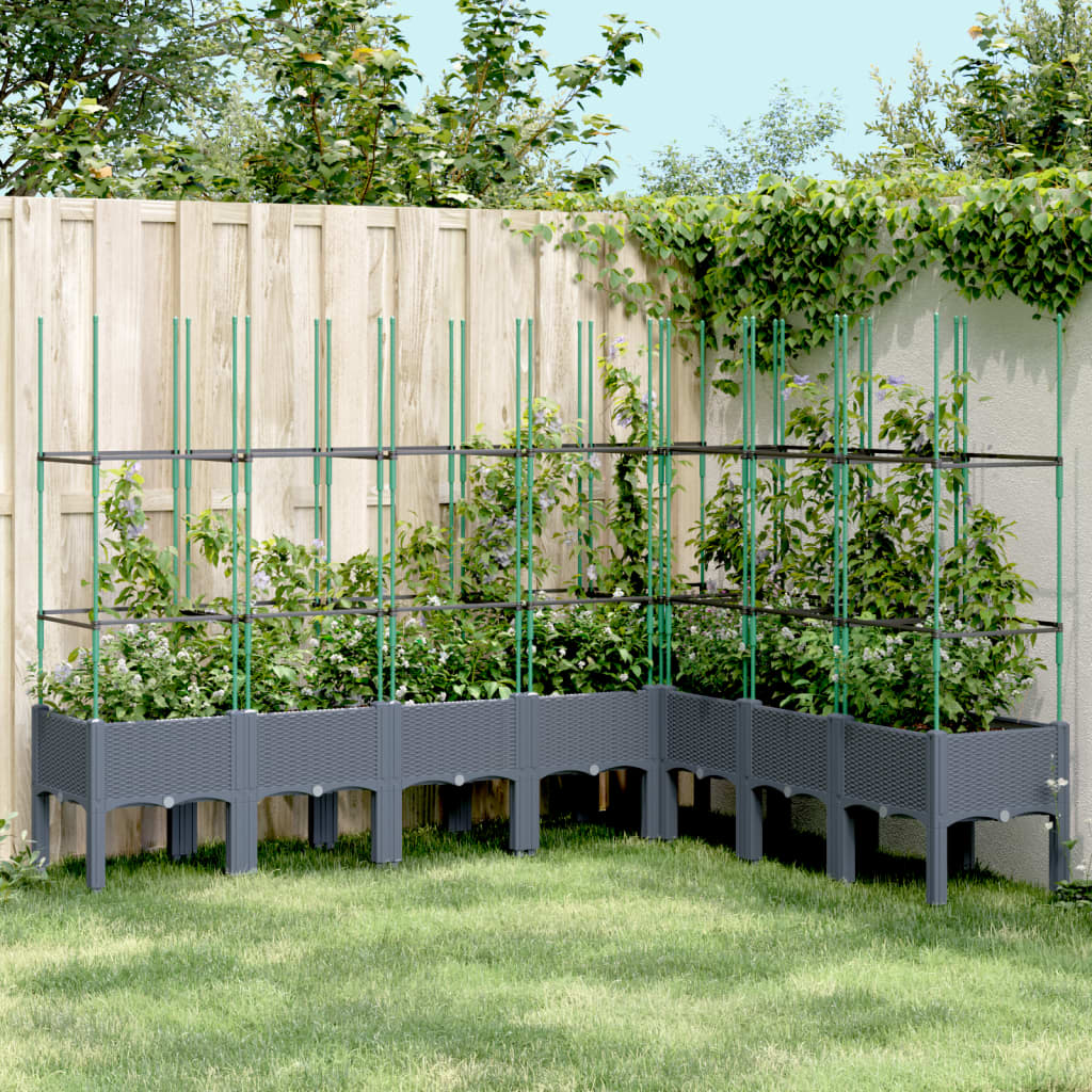 Vidaxl plantenbak met latwerk 200x160x142,5 cm polypropeen blauwgrijs