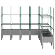Vidaxl plantenbak met latwerk 200x160x142,5 cm polypropeen lichtgrijs - afbeelding 3