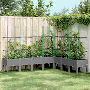 Vidaxl plantenbak met latwerk 200x160x142,5 cm polypropeen lichtgrijs - afbeelding 1
