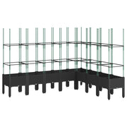 Vidaxl plantenbak met latwerk 200x160x142,5 cm polypropeen zwart - afbeelding 2
