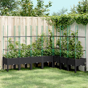 Vidaxl plantenbak met latwerk 200x160x142,5 cm polypropeen zwart - afbeelding 1