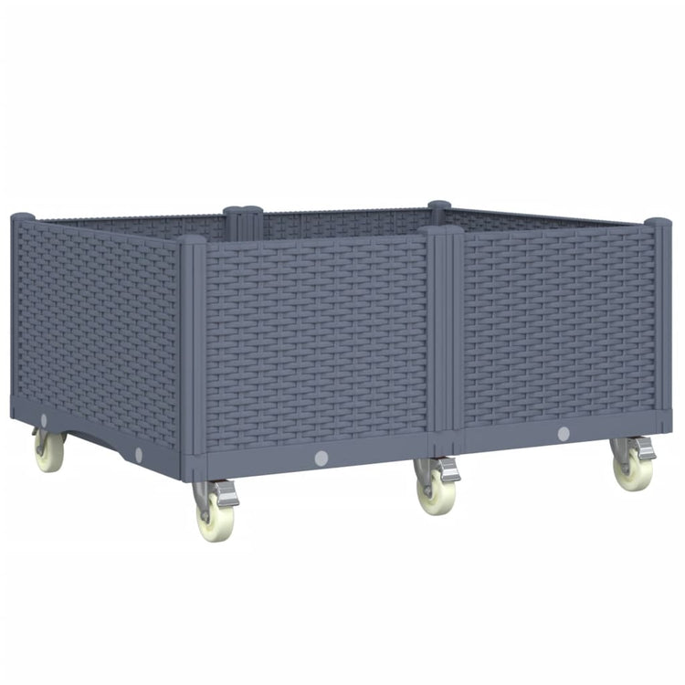 Vidaxl plantenbak met wielen 100x80x54 cm polypropeen blauwgrijs