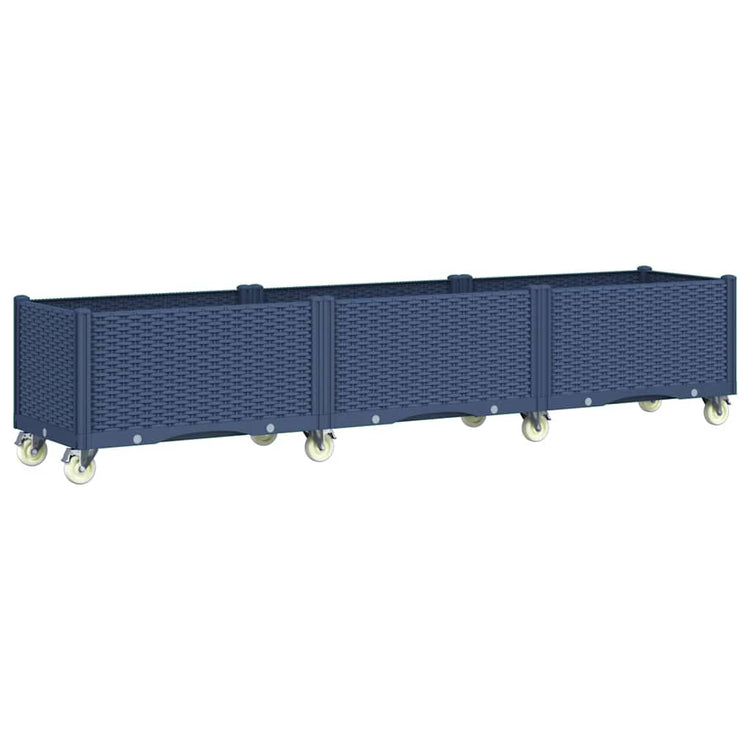 Vidaxl plantenbak met wielen 240x50x54 cm polypropeen blauwgrijs