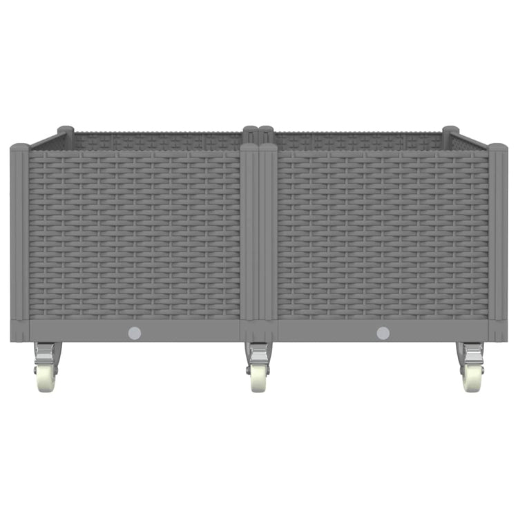 Vidaxl plantenbak met wielen 100x80x54 cm polypropeen lichtgrijs