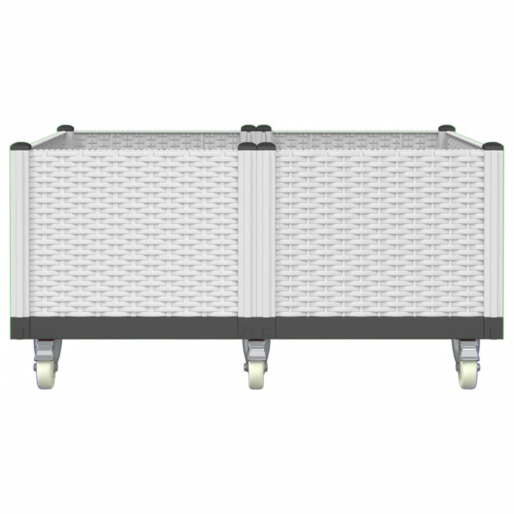 Vidaxl plantenbak met wielen 100x80x54 cm polypropeen wit