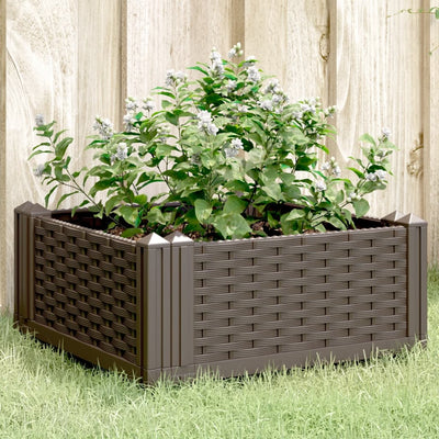 Vidaxl plantenbak met pinnen 42,5x42,5x28,5 cm polypropeen bruin