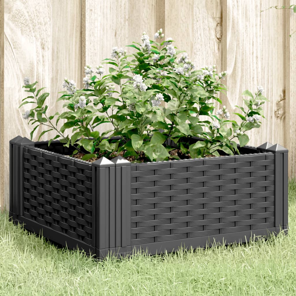 Vidaxl plantenbak met pinnen 42,5x42,5x28,5 cm polypropeen zwart