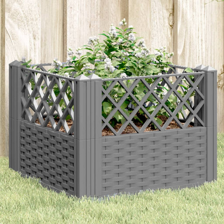 Vidaxl plantenbak met pinnen 43,5x43,5x43,5 cm polypropeen lichtgrijs