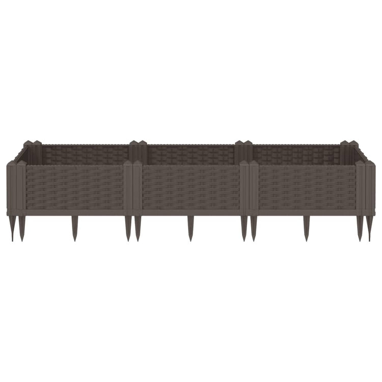 Vidaxl plantenbak met pinnen 125x40x28,5 cm polypropeen bruin