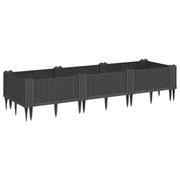 Vidaxl plantenbak met pinnen 125x40x28,5 cm polypropeen zwart - afbeelding 2