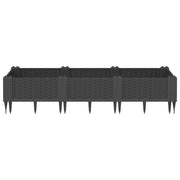 Vidaxl plantenbak met pinnen 125x40x28,5 cm polypropeen zwart - afbeelding 3