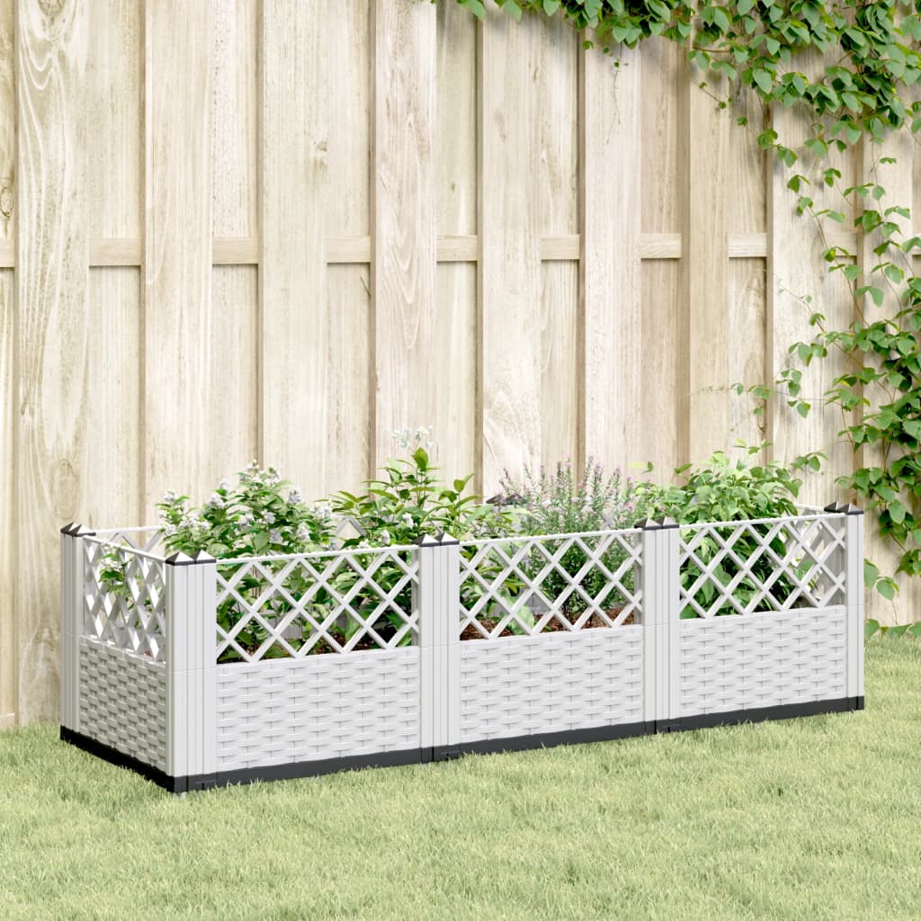 Vidaxl plantenbak met pinnen 123,5x43,5x43,5 cm polypropeen wit