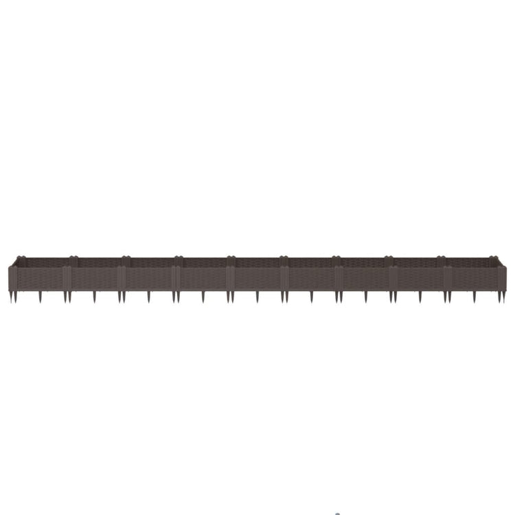 Vidaxl plantenbak met pinnen 362,5x42,5x28,5 cm polypropeen bruin