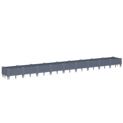Vidaxl plantenbak met pinnen 362,5x42,5x28,5 cm polypropeen blauwgrijs