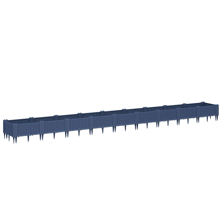 Vidaxl plantenbak met pinnen 362,5x42,5x28,5 cm polypropeen blauwgrijs