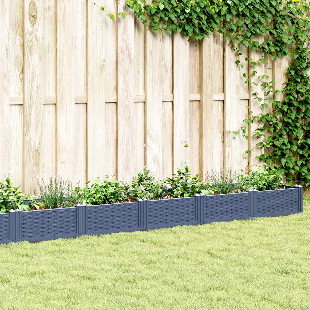Vidaxl plantenbak met pinnen 362,5x42,5x28,5 cm polypropeen blauwgrijs