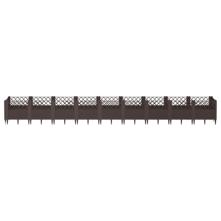 Vidaxl plantenbak met pinnen 363,5x43,5x43,5 cm polypropeen bruin