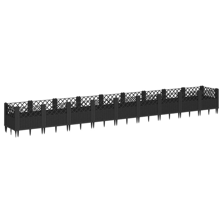 Vidaxl plantenbak met pinnen 363,5x43,5x43,5 cm polypropeen zwart