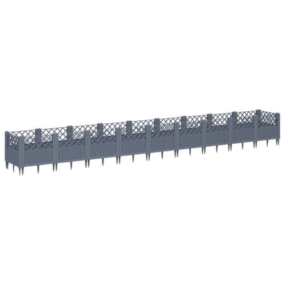 Vidaxl plantenbak met pinnen 363,5x43,5x43,5 cm polypropeen blauwgrijs