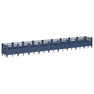Vidaxl plantenbak met pinnen 363,5x43,5x43,5 cm polypropeen blauwgrijs