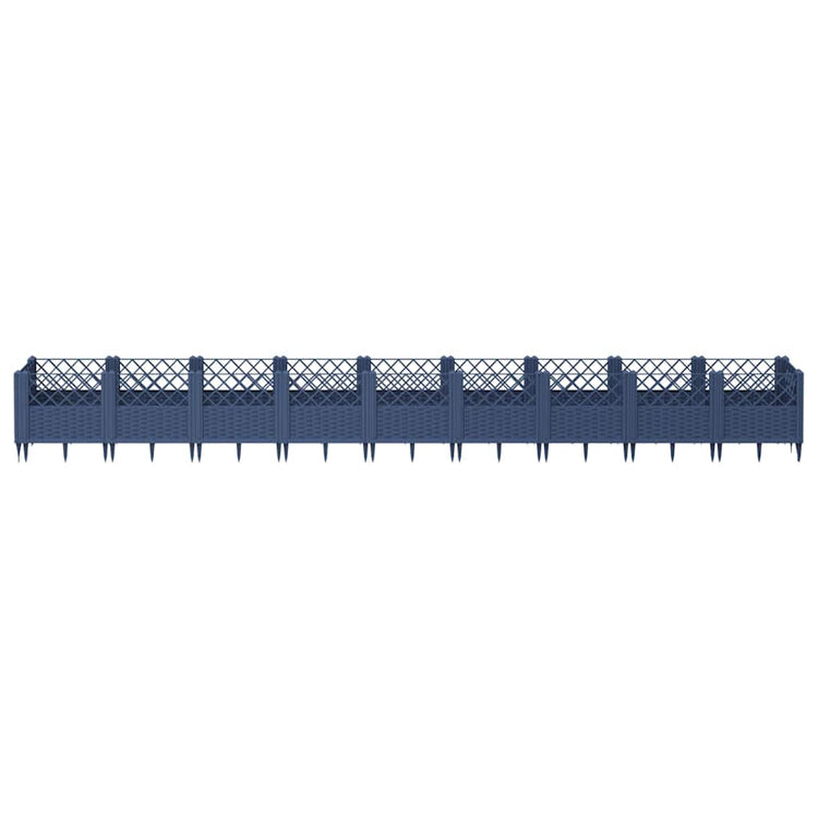 Vidaxl plantenbak met pinnen 363,5x43,5x43,5 cm polypropeen blauwgrijs