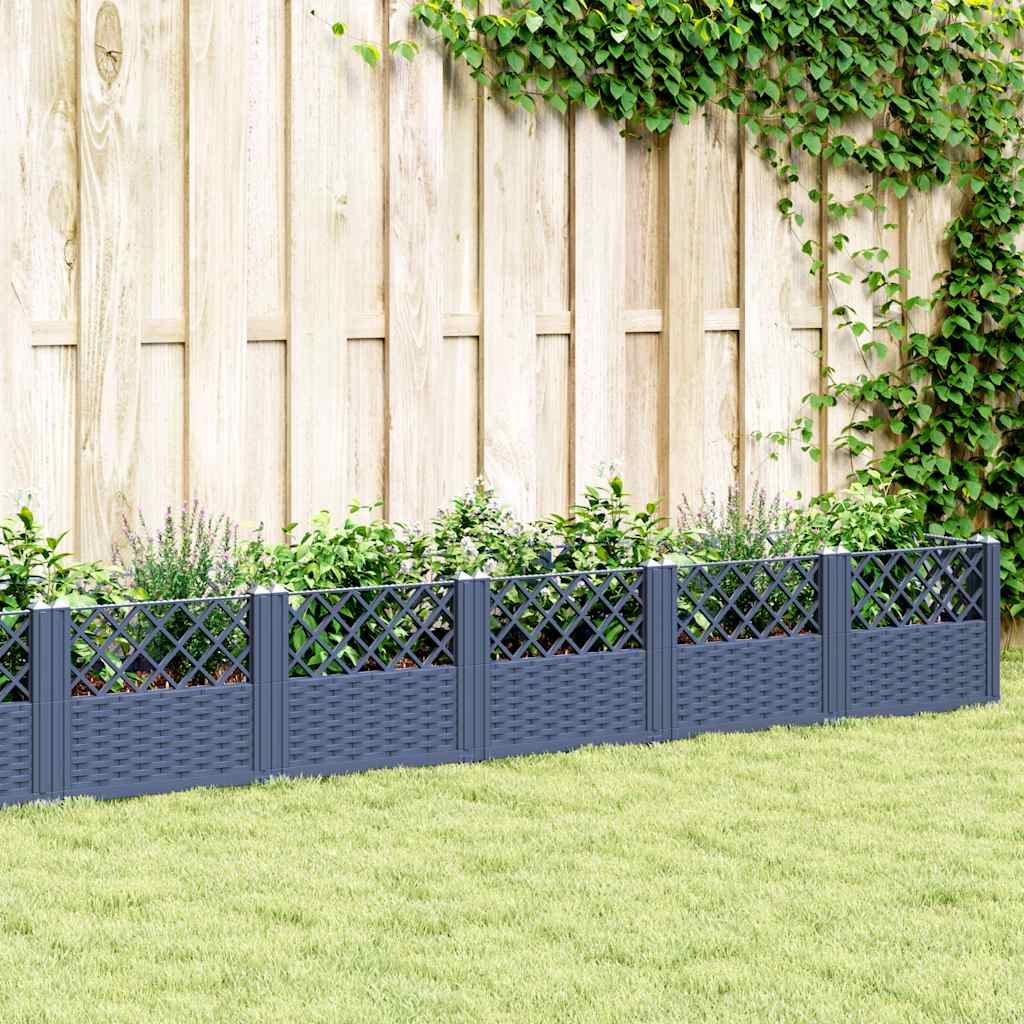 Vidaxl plantenbak met pinnen 363,5x43,5x43,5 cm polypropeen blauwgrijs
