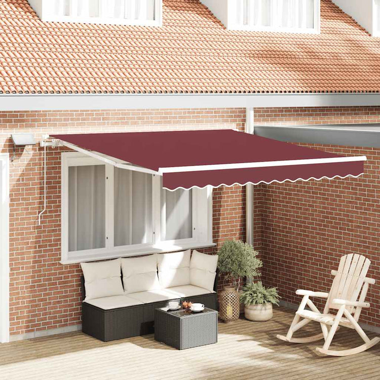 Vidaxl luifel handmatig uittrekbaar met led 300x250 cm bordeauxrood