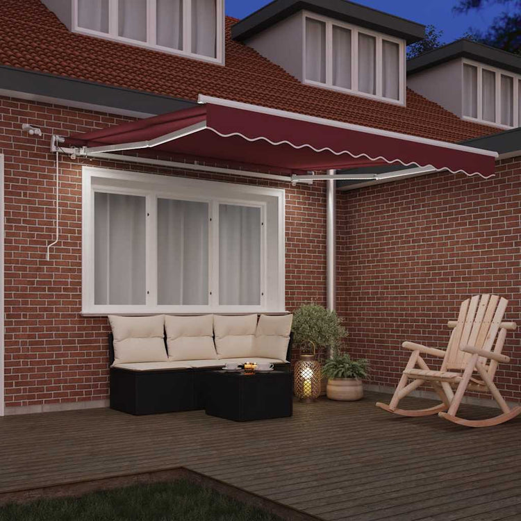 Vidaxl luifel automatisch uittrekbaar met led 300x250 cm bordeauxrood