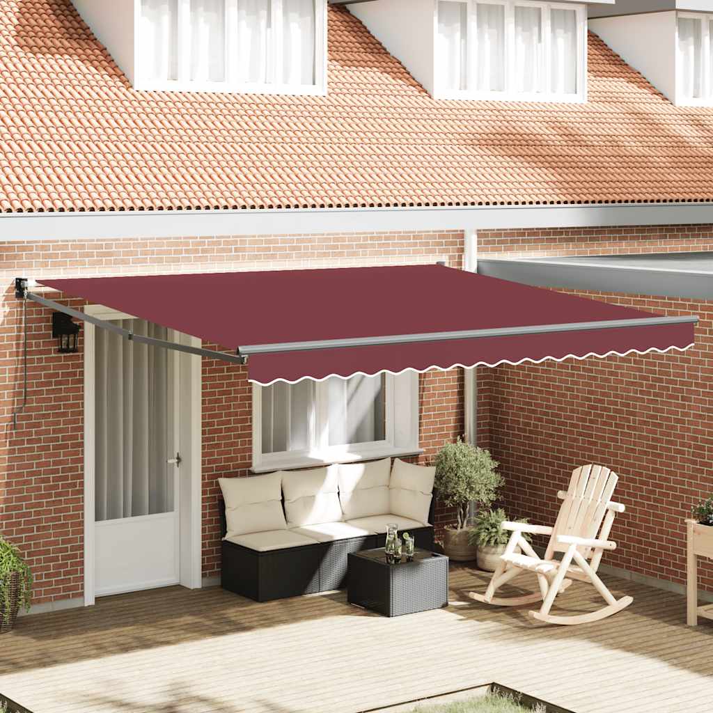 Vidaxl luifel handmatig uittrekbaar 400x300 cm bordeauxrood
