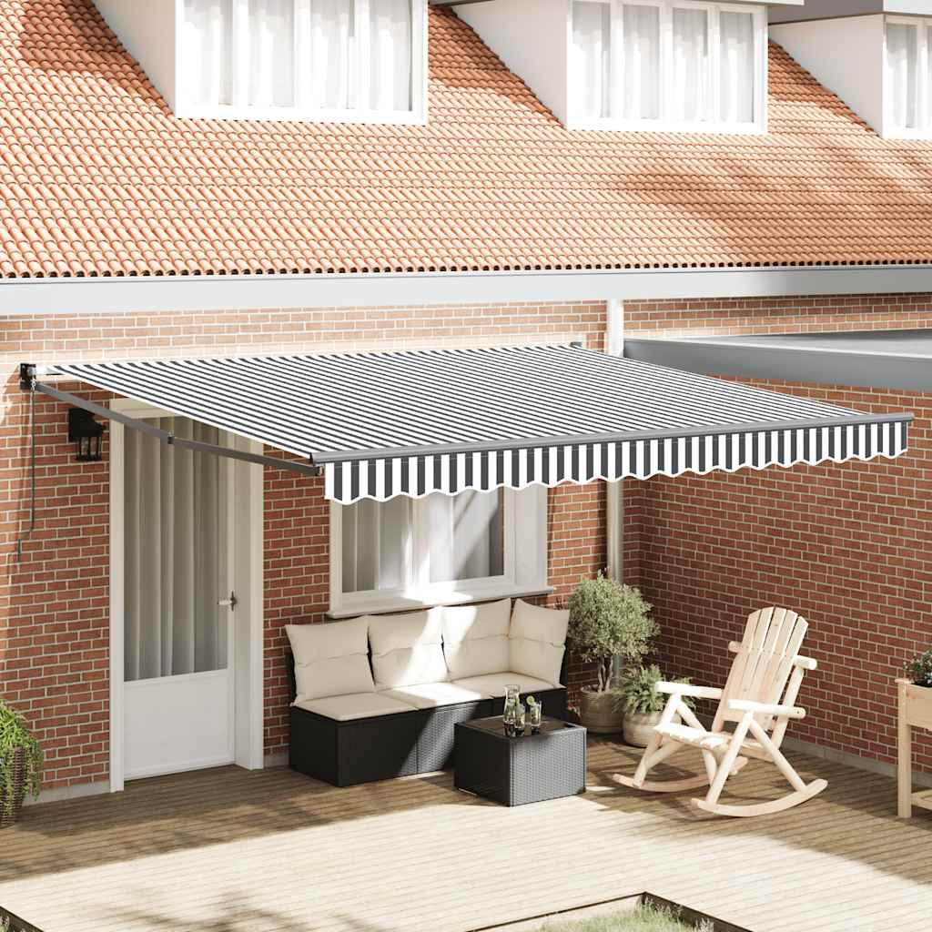 Vidaxl luifel uittrekbaar 4x3 m stof en aluminium antraciet en wit
