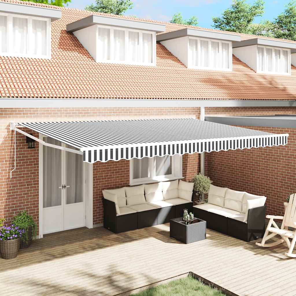 Vidaxl luifel uittrekbaar 5x3 m stof en aluminium antraciet en wit