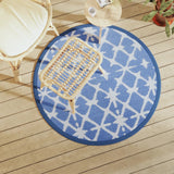 Vidaxl buitenkleed arakil ø120 cm polypropeen blauw en wit - afbeelding 1