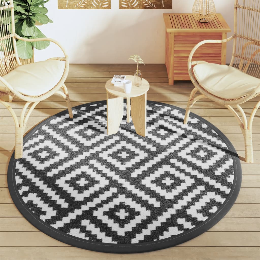Vidaxl buitenkleed arakil ø160 cm polypropeen wit en zwart