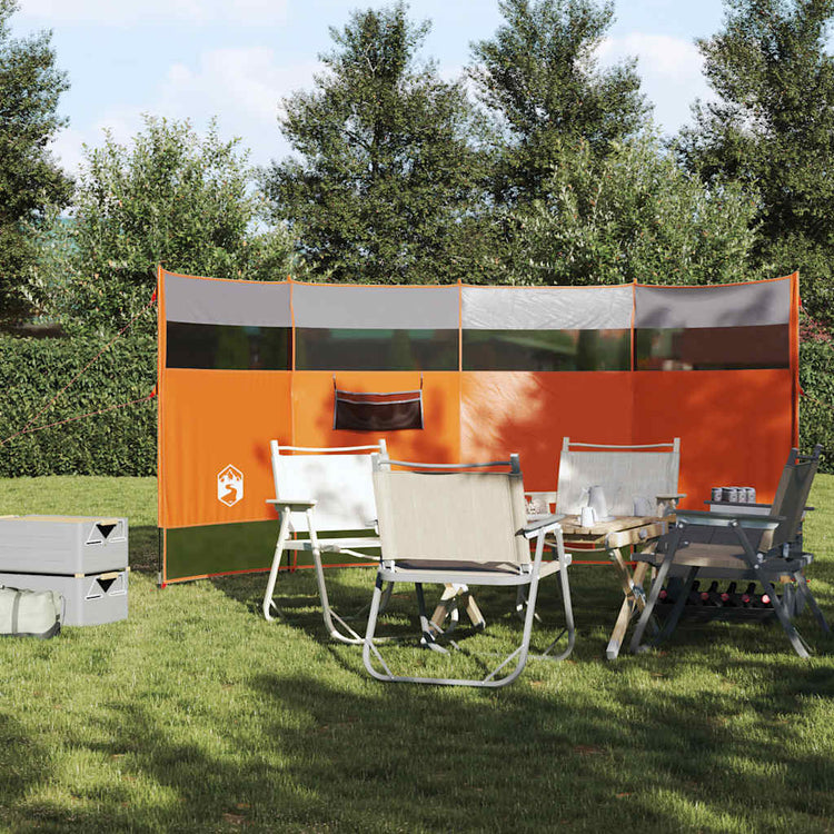 Vidaxl windscherm camping waterdicht 366x152x152 cm grijs en oranje