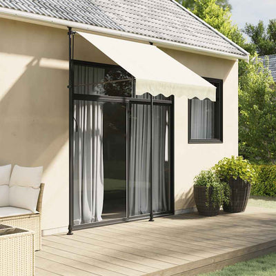 Vidaxl luifel uittrekbaar 200x115 cm stof en staal crèmekleurig