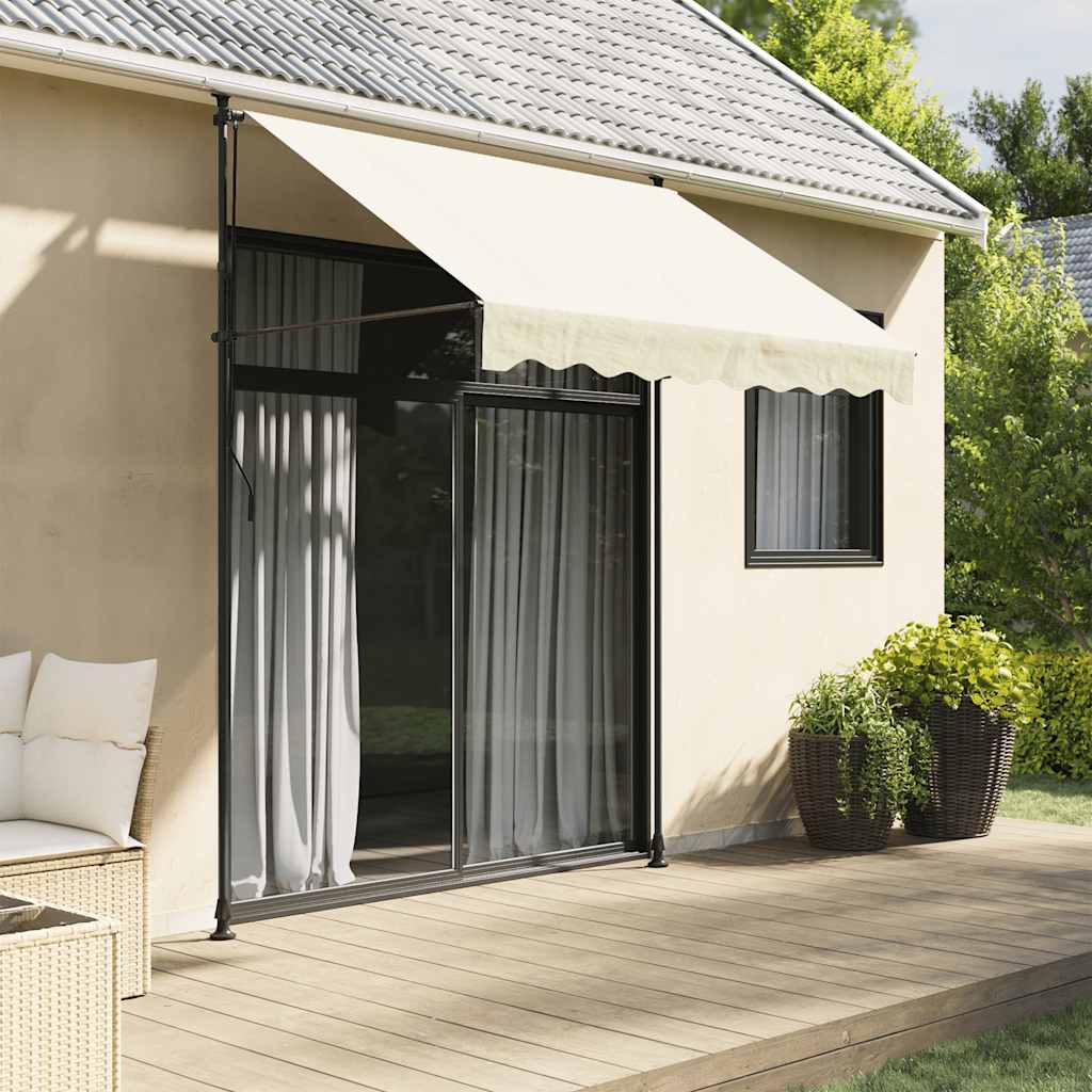 Vidaxl luifel uittrekbaar 250x150 cm stof en staal crèmekleurig