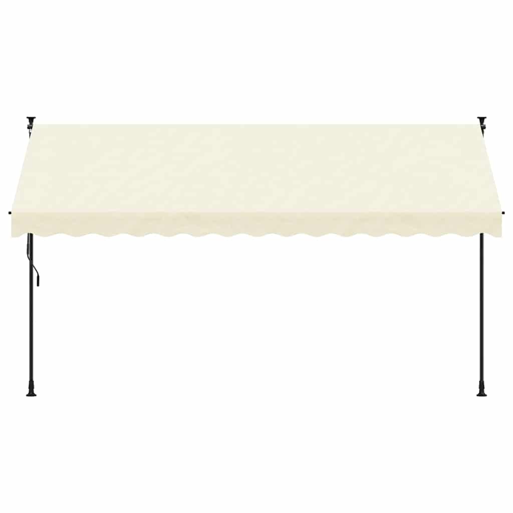 Vidaxl luifel uittrekbaar 350x150 cm stof en staal crèmekleurig