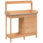 Vidaxl oppottafel met kast 110,5x45x124,5 cm massief vurenhout bruin - afbeelding 2
