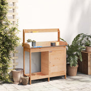 Vidaxl oppottafel met kast 110,5x45x124,5 cm massief vurenhout bruin - afbeelding 3