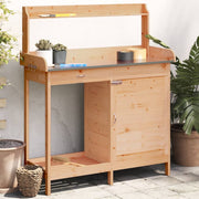 Vidaxl oppottafel met kast 110,5x45x124,5 cm massief vurenhout bruin - afbeelding 1