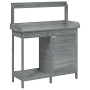 Vidaxl oppottafel met kast 110,5x45x124,5 cm massief vurenhout grijs - afbeelding 2