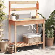 Vidaxl oppottafel met spoelbak 147,5x44x139,5 cm vurenhout bruin - afbeelding 1