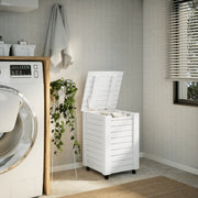 Vidaxl wasmand met wielen rana 45x45x64 cm massief grenenhout wit - afbeelding 3