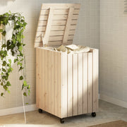 Vidaxl wasmand met wielen rana 45x45x64 cm massief grenenhout - afbeelding 1