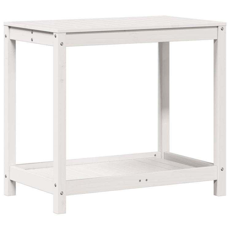 Vidaxl oppottafel met schap 82,5x50x75 cm massief grenenhout wit