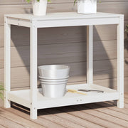 Vidaxl oppottafel met schap 82,5x50x75 cm massief grenenhout wit - afbeelding 1