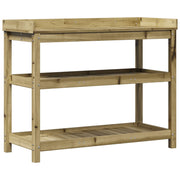 Vidaxl oppottafel met schappen 108x45x86,5 cm geïmpregneerd hout - afbeelding 2