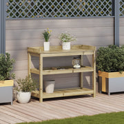 Vidaxl oppottafel met schappen 108x45x86,5 cm geïmpregneerd hout - afbeelding 3