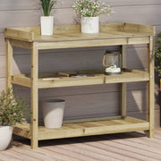 Vidaxl oppottafel met schappen 108x45x86,5 cm geïmpregneerd hout - afbeelding 1